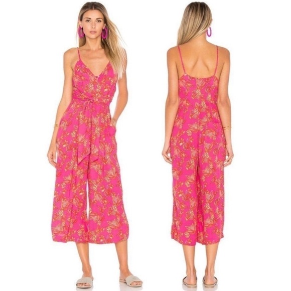 Free People Hot Pink Printed Hot Tropics Jumpsuit - Picture 16 of 16
